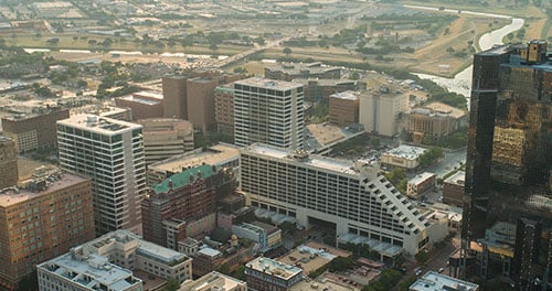 Downtown Fort Worth Texas with Worthington Hotel in center