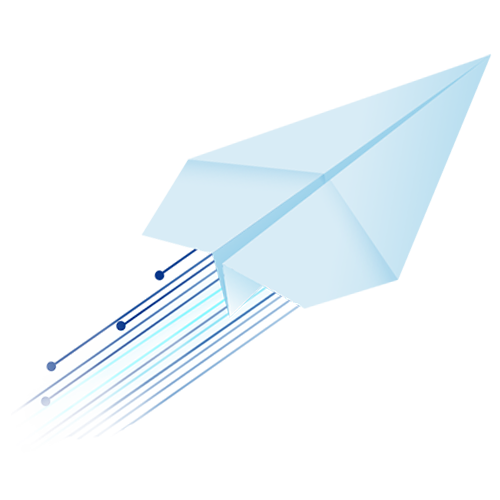 BlueCrest paper airplane with data stream