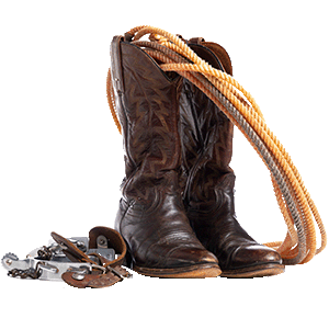 cowboy boots with rope and spurs